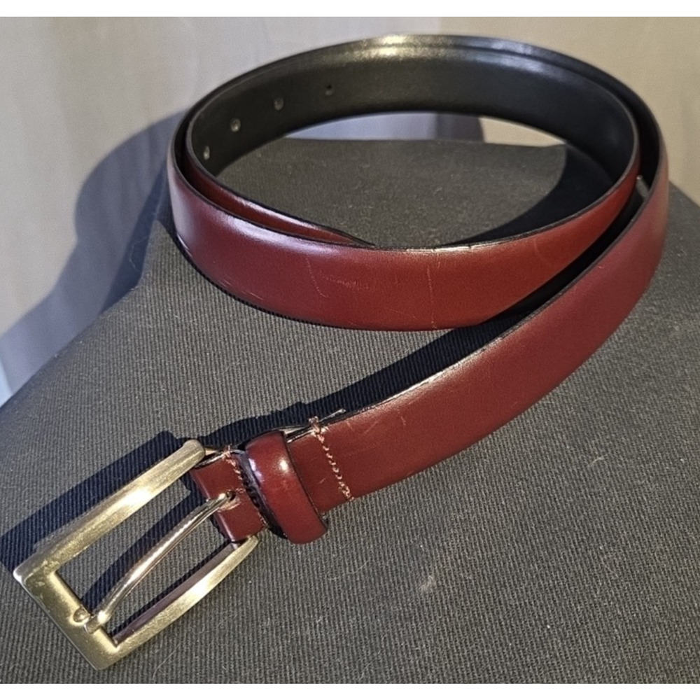 NEW Jos A Bank Dress Belt Mens Size 36/90 Brown Smooth Leather Handcrafted Italy